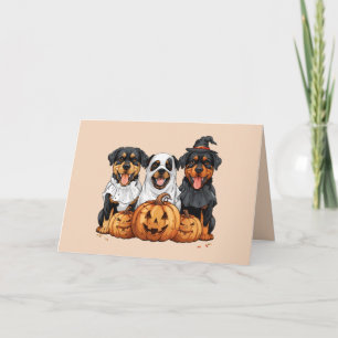 Cartes Pour Fêtes Annuelles Joyeux chien Rottweiler Halloween Jack-o'-lantern