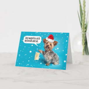 Cartes Pour Fêtes Annuelles Joyeux chien yorkie de Noël à la masque faciale de