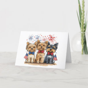Cartes Pour Fêtes Annuelles Joyeux Chiens 4 juillet Yorkshire Terrier
