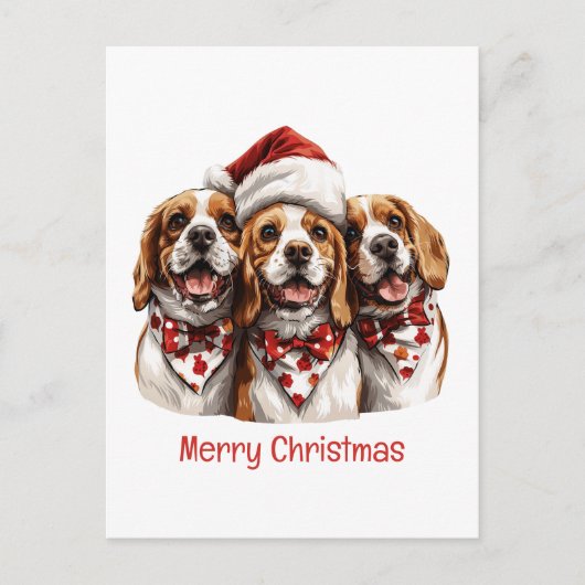 Cartes Pour Fêtes Annuelles Joyeux Chiens Beagles de Noël (Devant)