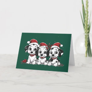 Cartes Pour Fêtes Annuelles Joyeux Chiens Dalmatiens de Noël
