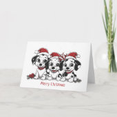 Cartes Pour Fêtes Annuelles Joyeux Chiens Dalmatiens de Noël (Devant)