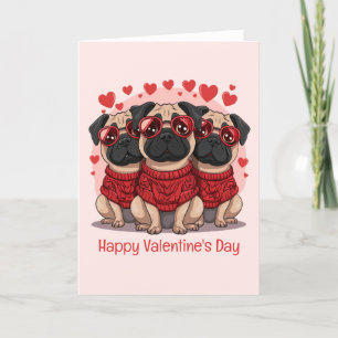 Cartes Pour Fêtes Annuelles Joyeux Chiens de Carlin de la Saint Valentin