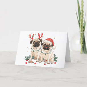 Cartes Pour Fêtes Annuelles Joyeux Chiens de Carlin de Noël