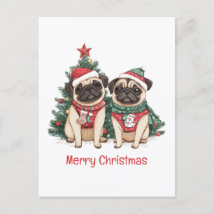 Cartes Pour Fêtes Annuelles Joyeux Chiens de Carlin de Noël