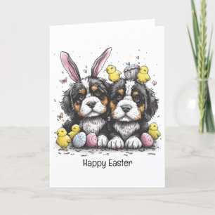 Cartes Pour Fêtes Annuelles Joyeux Chiens de montagne bernois de Pâques