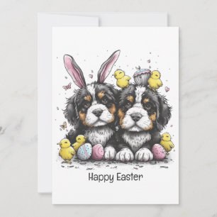 Cartes Pour Fêtes Annuelles Joyeux Chiens de montagne bernois de Pâques