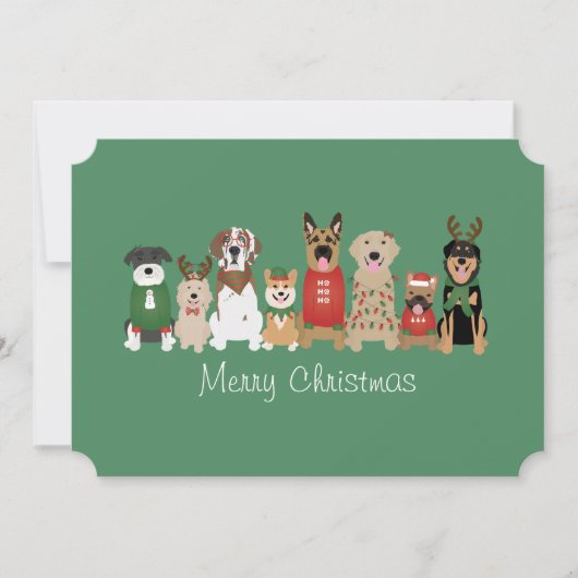 Cartes Pour Fêtes Annuelles Joyeux Chiens de Noël Rouge Vert (Devant)