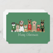 Cartes Pour Fêtes Annuelles Joyeux Chiens de Noël Rouge Vert (Devant / Derrière)