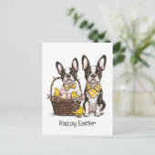 Cartes Pour Fêtes Annuelles Joyeux Chiens de Pâques Boston Terrier (Debout devant)