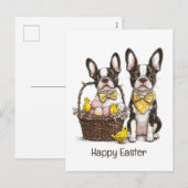 Cartes Pour Fêtes Annuelles Joyeux Chiens de Pâques Boston Terrier (Devant / Derrière)