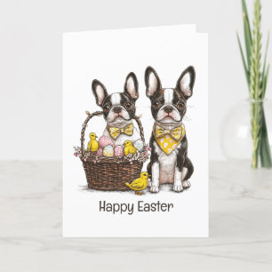 Cartes Pour Fêtes Annuelles Joyeux Chiens de Pâques Boston Terrier