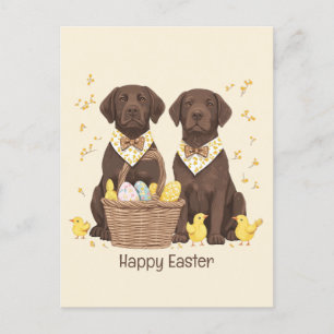 Cartes Pour Fêtes Annuelles Joyeux Chiens de récupération de chocolat de Pâque