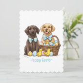 Cartes Pour Fêtes Annuelles Joyeux Chiens d'excursion de Pâques Labrador (Debout devant)