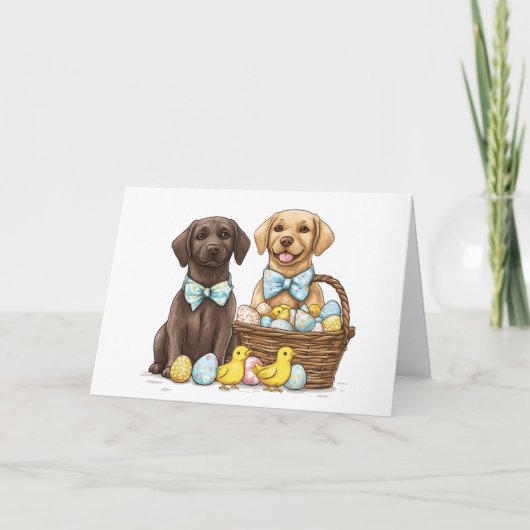 Cartes Pour Fêtes Annuelles Joyeux Chiens d'excursion de Pâques Labrador (Devant)