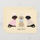 Cartes Pour Fêtes Annuelles Joyeux Chiens d'excursion de Pâques Labrador (Devant / Derrière)