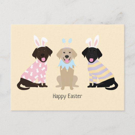 Cartes Pour Fêtes Annuelles Joyeux Chiens d'excursion de Pâques Labrador (Devant)
