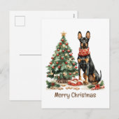 Cartes Pour Fêtes Annuelles Joyeux Chiens Dobermann de Noël (Devant / Derrière)
