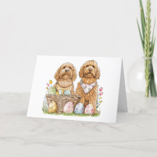 Cartes Pour Fêtes Annuelles Joyeux Chiens Goldendoodle de Pâques