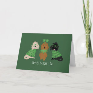 Cartes Pour Fêtes Annuelles Joyeux Chiens Goldendoodle Jour de la Saint Patric