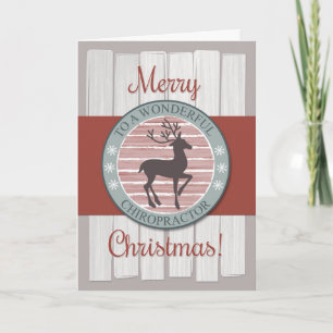 Cartes Pour Fêtes Annuelles Joyeux chiropraticien de Noël avec rennes rustique