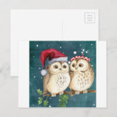 Cartes Pour Fêtes Annuelles Joyeux Chouettes de Noël (Devant / Derrière)