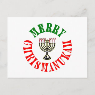Cartes Pour Fêtes Annuelles Joyeux Chrismanukah- Noël Chanukah Menorah
