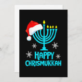 Cartes Pour Fêtes Annuelles Joyeux Chrismukkah 2022 Joyeux Hanukkah Noël Sa (Devant / Derrière)
