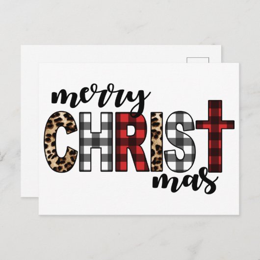 Cartes Pour Fêtes Annuelles Joyeux CHRISTmas Buffalo Plaid (Devant / Derrière)