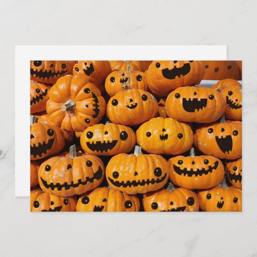 Cartes Pour Fêtes Annuelles Joyeux citrouilles Halloween saison automnale (Devant / Derrière)