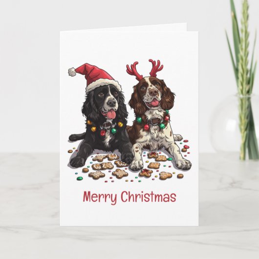 Cartes Pour Fêtes Annuelles Joyeux Cocker de Noël Chiens espagnols (Devant)
