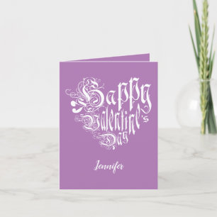 Cartes Pour Fêtes Annuelles Joyeux coeur de Saint Valentin texte blanc sur vio
