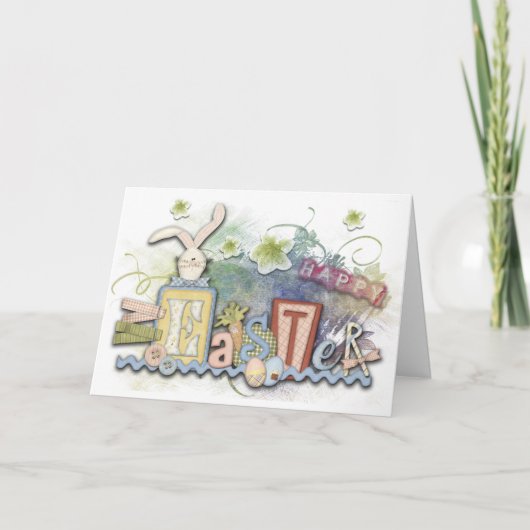 Cartes Pour Fêtes Annuelles Joyeux Collage de Printemps de Pâques (Devant)