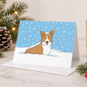 Cartes Pour Fêtes Annuelles Joyeux corgi de neige d'hiver Noël de chien mign