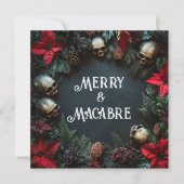 Cartes Pour Fêtes Annuelles Joyeux crâne Macabre couronne Goth Noël (Devant)