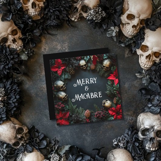 Cartes Pour Fêtes Annuelles Joyeux crâne Macabre couronne Goth Noël