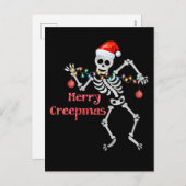 Cartes Pour Fêtes Annuelles Joyeux Creepmas Skeleton Père Noël Sketch Xmas Tre (Devant / Derrière)