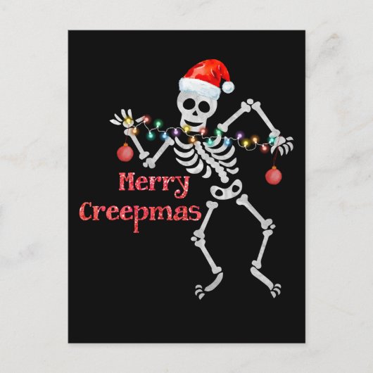 Cartes Pour Fêtes Annuelles Joyeux Creepmas Skeleton Père Noël Sketch Xmas Tre (Devant)