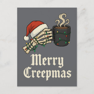 Cartes Pour Fêtes Annuelles Joyeux Creepmas Squelette Avec Café