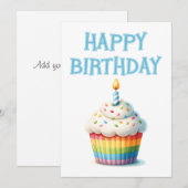 Cartes Pour Fêtes Annuelles Joyeux Cupcake d'anniversaire (Devant / Derrière)