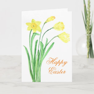 Cartes Pour Fêtes Annuelles Joyeux Daffodil de Pâques Jaune Floral mignonne