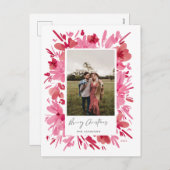 Cartes Pour Fêtes Annuelles Joyeux design de Noël abstrait à fleurs rouges (Devant / Derrière)