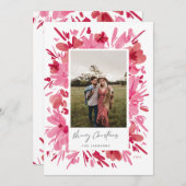 Cartes Pour Fêtes Annuelles Joyeux design de Noël abstrait à fleurs rouges (Devant / Derrière)