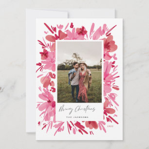 Cartes Pour Fêtes Annuelles Joyeux design de Noël abstrait à fleurs rouges