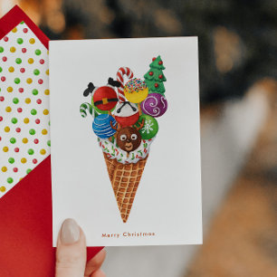 Cartes Pour Fêtes Annuelles Joyeux dessert de crème glacée de Noël gaufre Cone