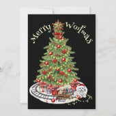 Cartes Pour Fêtes Annuelles Joyeux dessin de chien de Woofmas - Bichon Frise (Dos)