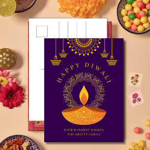 Cartes Pour Fêtes Annuelles Joyeux Diwali Hindu Festival Lumière violet