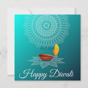Cartes Pour Fêtes Annuelles Joyeux Diwali Mandala Diya Festival du bleu clair