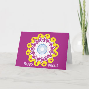 Cartes Pour Fêtes Annuelles Joyeux Diwali Mandala Magenta Jaune