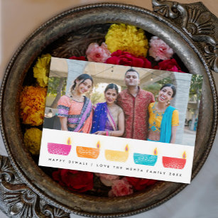 Cartes Pour Fêtes Annuelles Joyeux Diwali Multicolored Lanterns Photo
